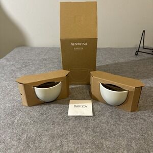 Set Of 2 Nespresso Barista Cappuccino Cups: Large Mugs, White 13 oz- NIB